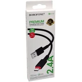 Кабель Borofone BX110 microUSB - USB черный, 2,4A, 1м