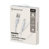 Кабель Breaking Soft Touch K19, USB-A - Lightning, 12W, 2.4A, 1м (Белый)