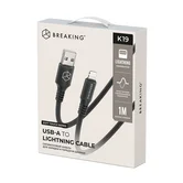 Кабель Breaking Soft Touch K19, USB-A - Lightning, 12W, 2.4A, 1м (Черный)