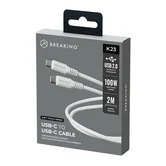 Кабель Breaking Soft Touch K23, USB-C - USB-C, 100W, 5.0A, 2м (Белый)
