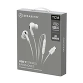 Стереогарнитура Breaking TC18 вакуумные, USB-C, 1,2м (Белый)