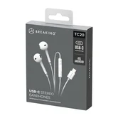 Стереогарнитура Breaking TC20 внутриканальные, USB-C, 1,2м (Белый)