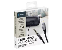 AUX Deppa Аудиокабель Lightning - 3.5мм, 1.2м, нейлон, черный, 72402