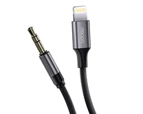 AUX Deppa Аудиокабель Lightning - 3.5мм, 1.2м, нейлон, черный, 72402