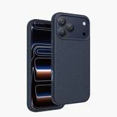 Чехол iPhone 17 Pro KEEPHONE LYCUCCI MagSafe Leather case, синий