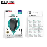 СЗУ-1USB + 1USB-C Borofone BAS74A, PD20W + 18W QC3.0 + кабель Typ-C-Lighting, черный