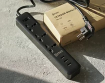 Сет фильтр 1.8м Kstati XRL 150, 3 розетки, 3 USB, черный