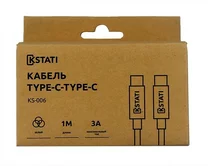 Кабель Kstati KS-006 Type-C - Type-C, белый, 1м, 3А