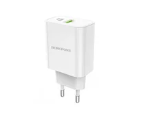 СЗУ-1USB + 1USB-C Borofone BA55A, PD20W, QC3.0, белый