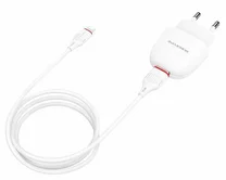 СЗУ-1USB Borofone BA49A  + кабель Lightning, 1м, белый