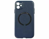 Чехол iPhone 11 Leather Magnetic (темно-синий)