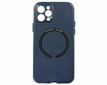 Чехол iPhone 12 Pro Leather Magnetic (темно-синий)