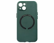 Чехол iPhone 13 Leather Magnetic (темно-зеленый)