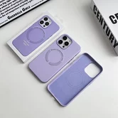 Чехол iPhone 11 Leather Candy MagSafe (лиловый)