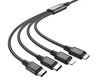 Кабель 4в1 Hoco X76 iP+iP+Type-C+Micro - USB, черный