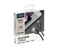 Кабель Deppa Silk Type-C - USB 66W, 6A, черный, 1,2м