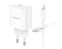 СЗУ-1USB-C Borofone BA81A + кабель Type-C-Lightning, белый