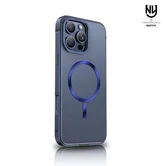 Чехол iPhone 15 Pro Njoyny Metal MagSafe (синий)