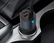 АЗУ-1USB + 2USB-C Deppa PD, QC3.0, 60W, металл, серый, 11224