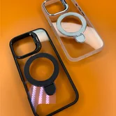 Чехол iPhone 16 Njoyny N23 Ring Stand Clear (черный)