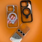 Чехол iPhone 16 Pro Njoyny N23 Ring Stand Clear (белый)