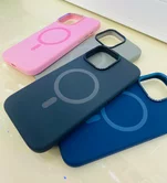 Чехол iPhone 16 Pro Njoyny Metal Silicone (синий)