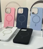 Чехол iPhone 15 Pro Njoyny Metal Silicone (розовый)